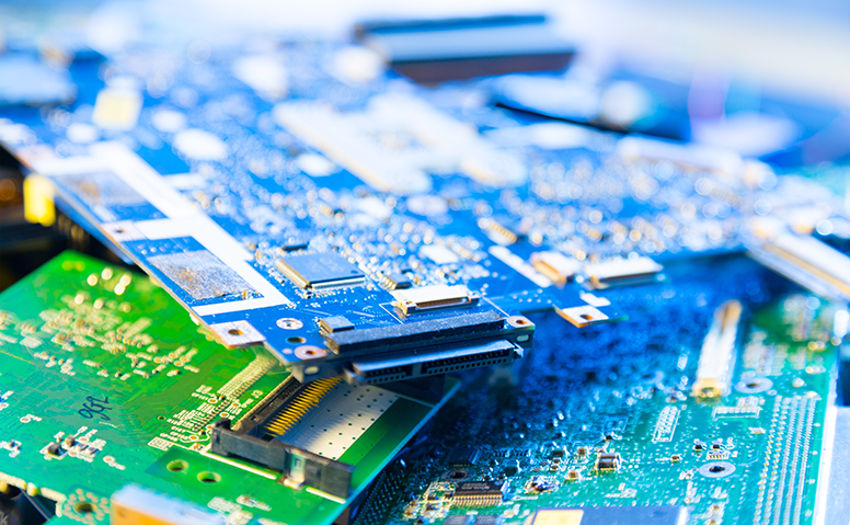 International waste logistics: Green and blue chip cards lying on top of each other