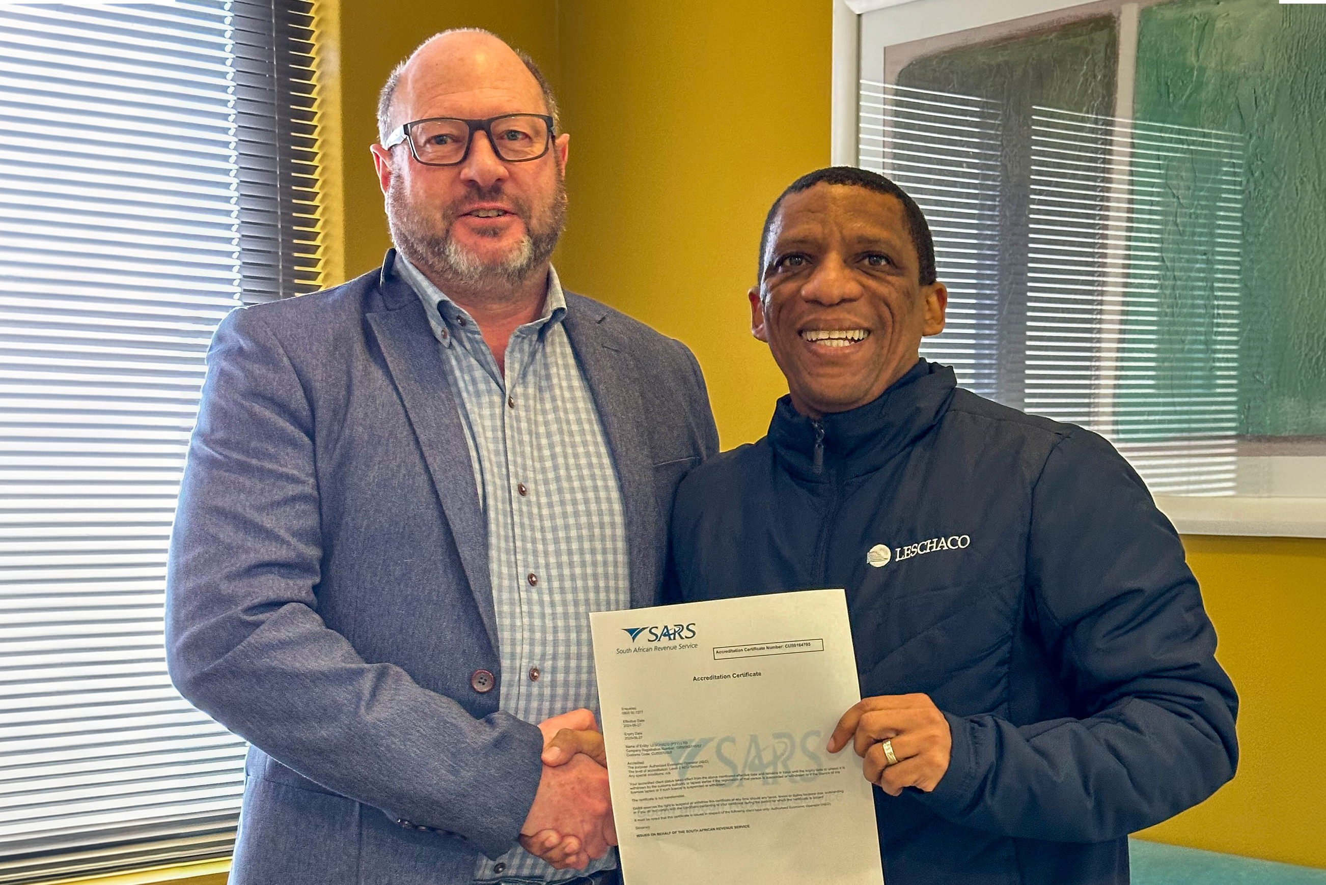 fltr: Juan Enslin (Managing Director Leschaco (PTY) LTD., South Africa), Denvor Booysen (Customs Manager Leschaco (PTY) LTD., South Africa